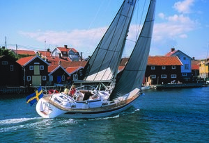 The yacht with Central cockpit, or protected by