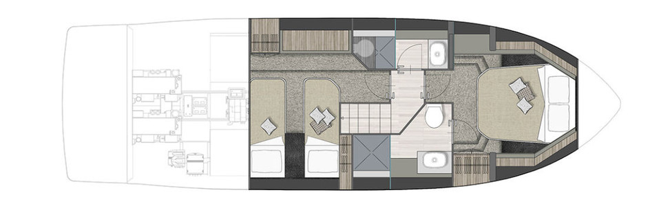 Cranchi T 36 Crossover Lower Deck