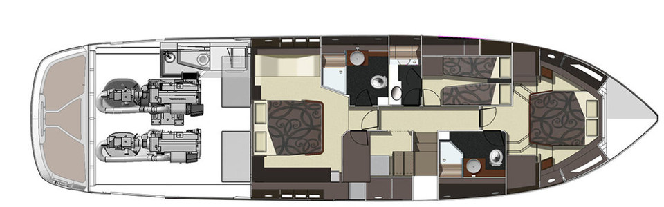 Cranchi 60 HT Нижняя Палуба