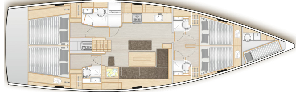 Hanse 508 Lower Deck (Optional 9)