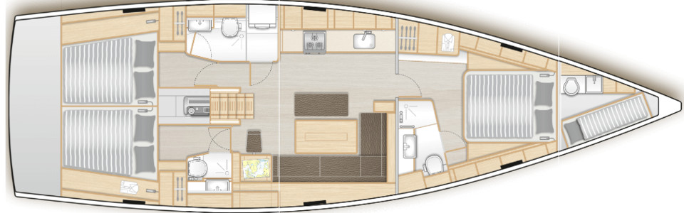 Hanse 508 Lower Deck (Optional 8)