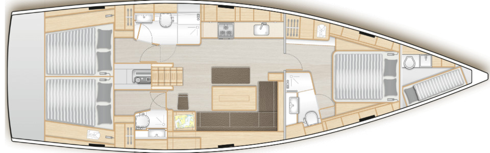 Hanse 508 Lower Deck (Optional 7)