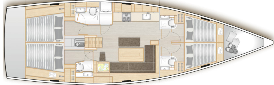 Hanse 508 Lower Deck (Optional 3)