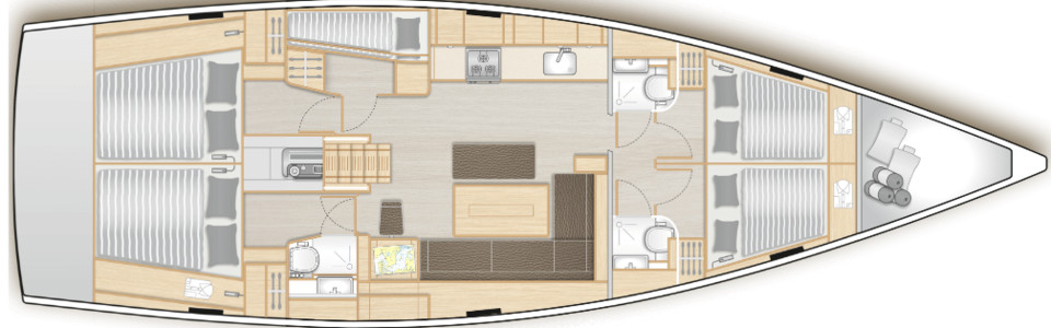 Hanse 508 Lower Deck (Optional 4)