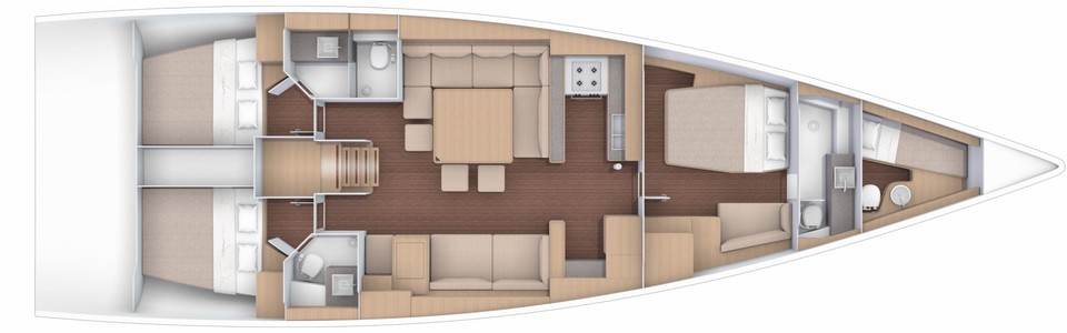 Dufour 56 Exclusive Lower Deck
