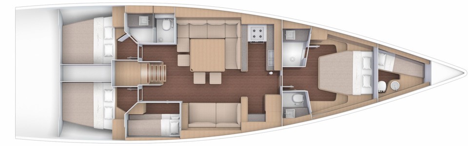 Dufour 56 Exclusive Lower Deck (Optional 2)