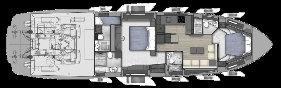 Pershing 7X Нижняя Палуба (Опционально)