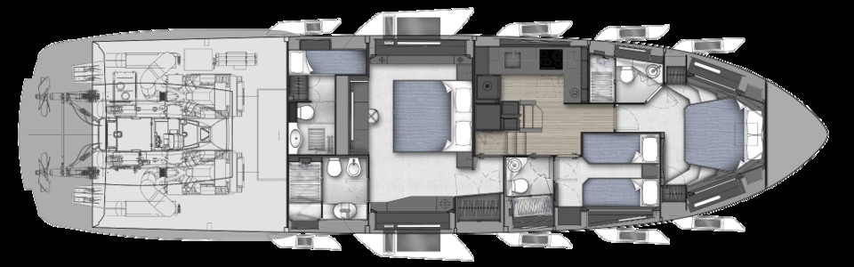 Pershing 7X Нижняя Палуба