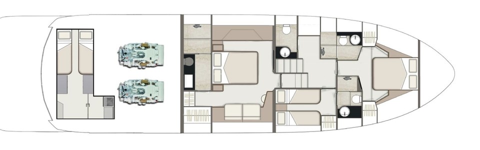 Fairline 68 Squadron Нижняя Палуба