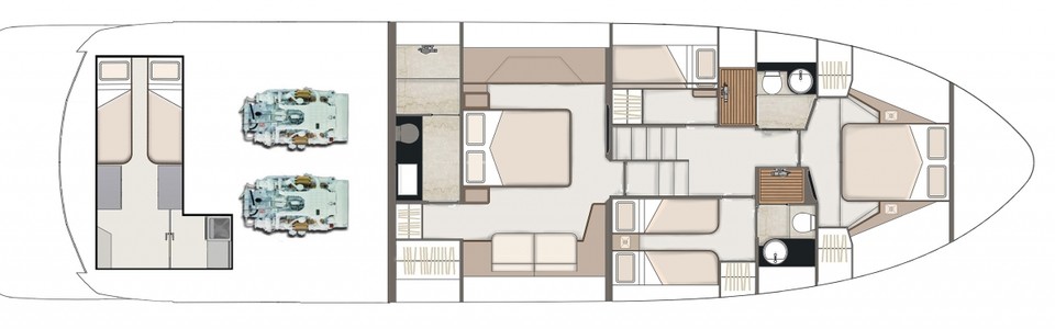Fairline 68 Squadron Нижняя Палуба (Опционально 2)