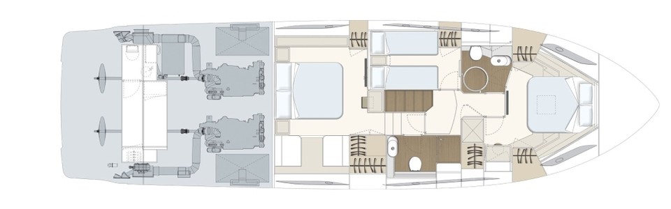 Ferretti 550 Нижняя Палуба