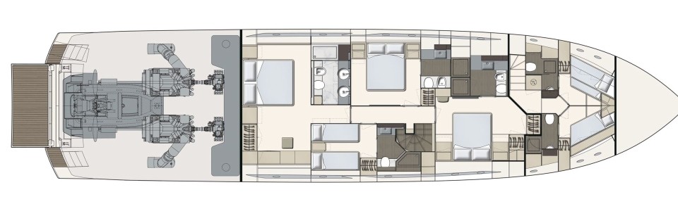 Ferretti 850 Unterdeck