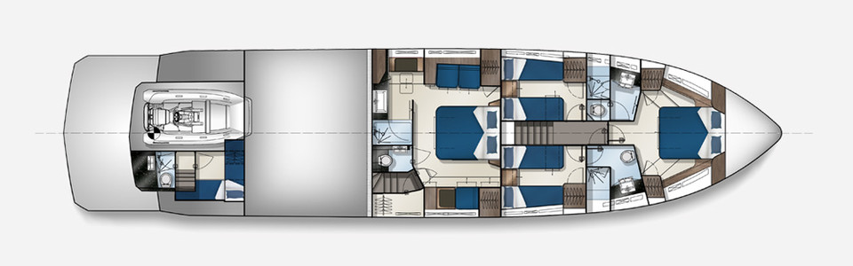 Galeon 700 Skydeck Unterdeck
