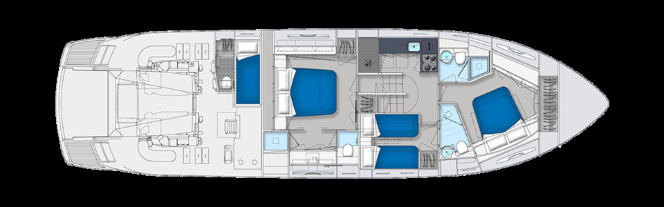 Pershing 62 Pont Inférieur