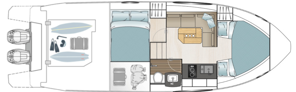 Sealine S330V Cubierta Inferior (Opcional)