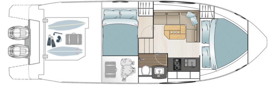 Sealine S330V Нижняя Палуба (Опционально 2)