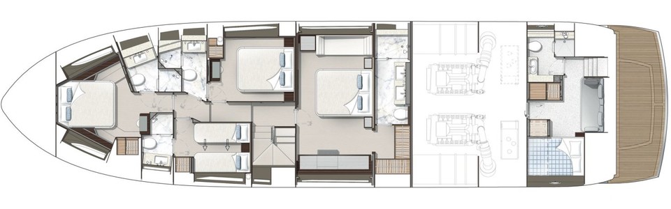 Sunseeker 76 Yacht Cubierta Inferior