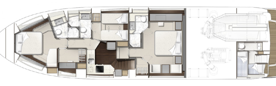 Sunseeker 74 Sport Yacht Cubierta Inferior