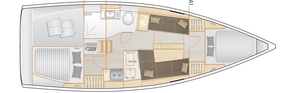 Hanse 348 Lower Deck