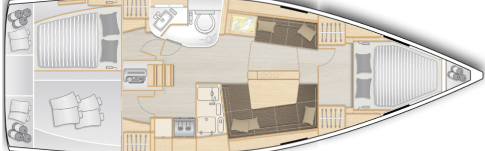 Hanse 388 Нижняя Палуба