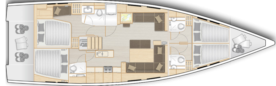 Hanse 548 Lower Deck (Optional 3)