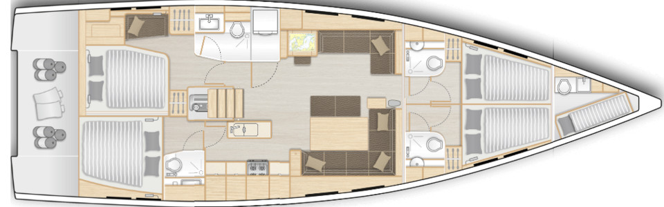 Hanse 548 Lower Deck (Optional 7)