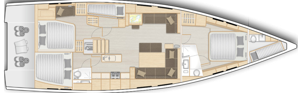 Hanse 548 Lower Deck (Optional 9)