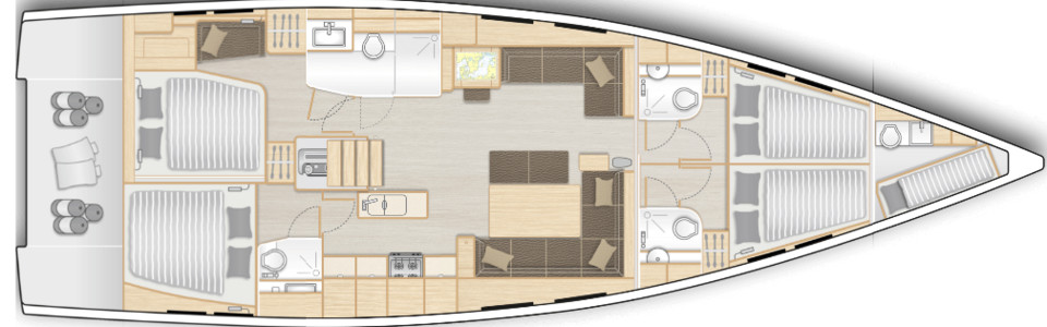 Hanse 548 Lower Deck (Optional 6)