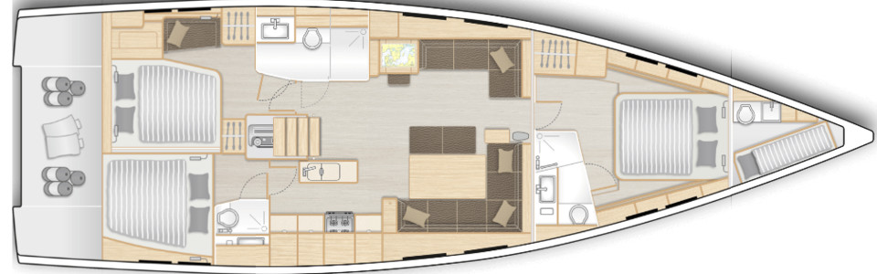 Hanse 548 Lower Deck (Optional 10)