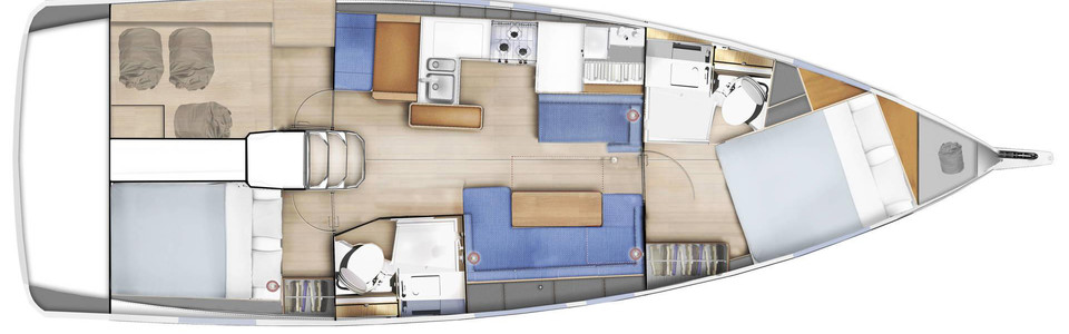 Jeanneau Sun Odyssey 410 Нижняя Палуба (Опционально 6)