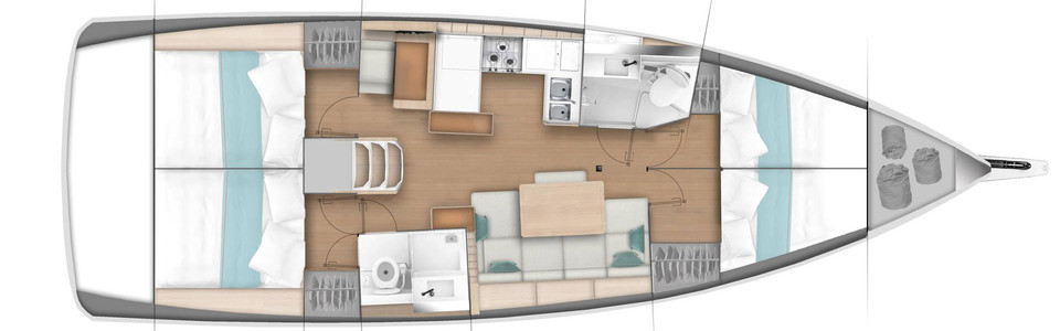 Jeanneau Sun Odyssey 440 Lower Deck (Optional 3)