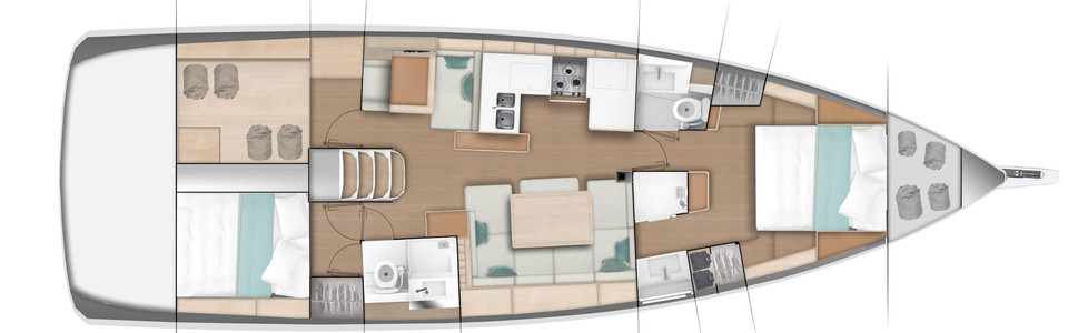 Jeanneau Sun Odyssey 490 Cubierta Inferior