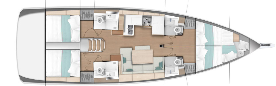 Jeanneau Sun Odyssey 490 Cubierta Inferior (Opcional 2)