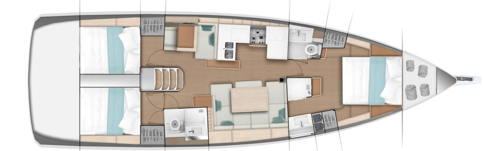 Jeanneau Sun Odyssey 490 Cubierta Inferior (Opcional)