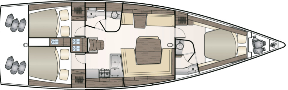 Dehler 46 Lower Deck (Optional 2)
