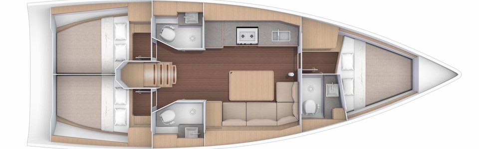 Dufour 390 Grand Large Lower Deck (Optional 2)