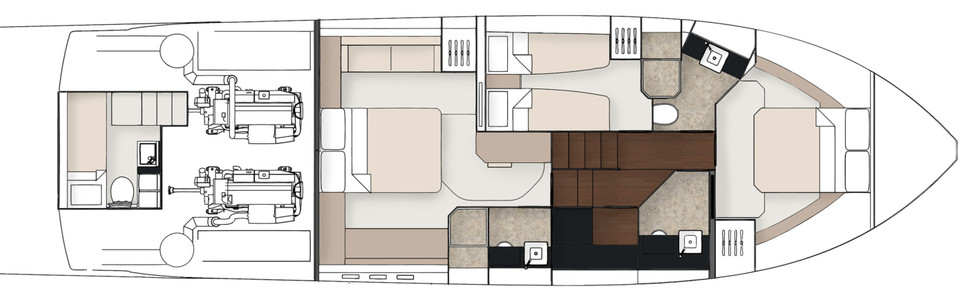 Fairline Squadron 53 Ponte Inferiore