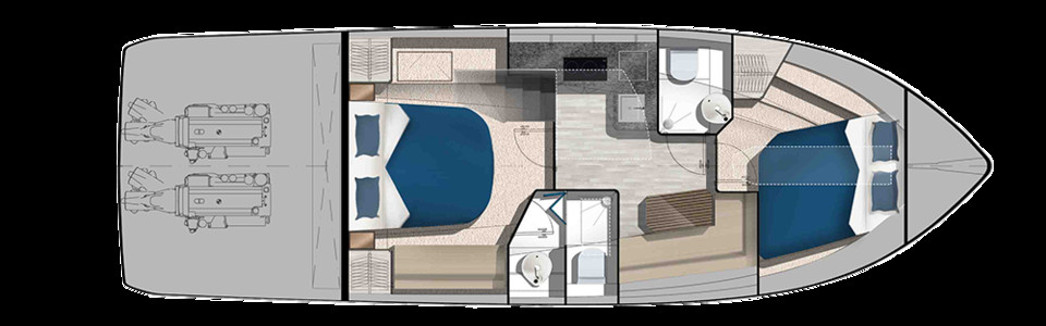 Galeon 425 HTS Lower Deck
