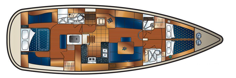 Marlow-Hunter 50 Center Cockpit Lower Deck