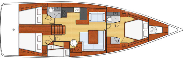Beneteau Oceanis 55.1 Pont Inférieur (Option 2)