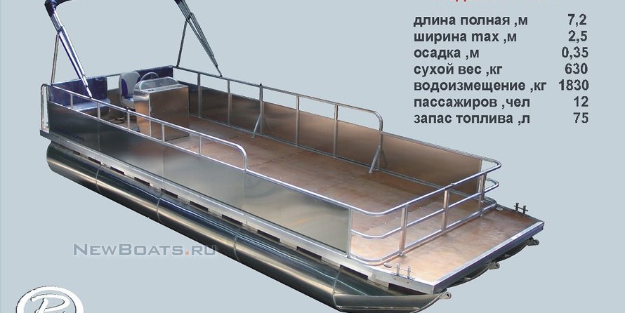 Понтон грузопассажирский, моторный понтон, катер понтонный