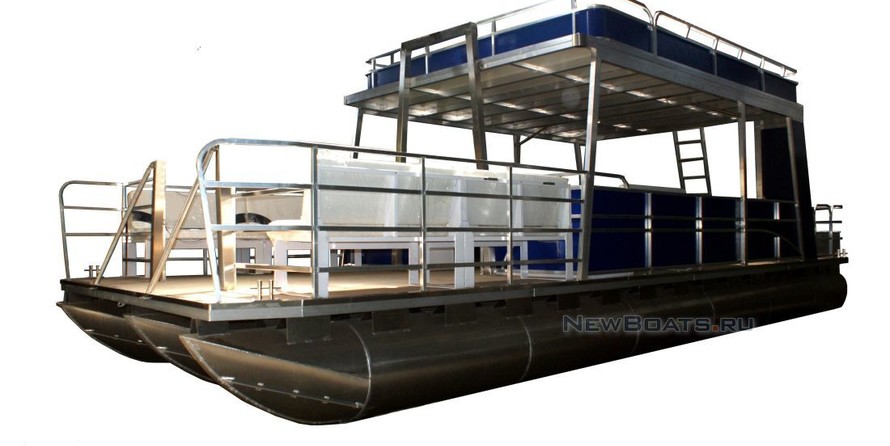 Катер - понтон двухпалубный (тримаран) с солярием