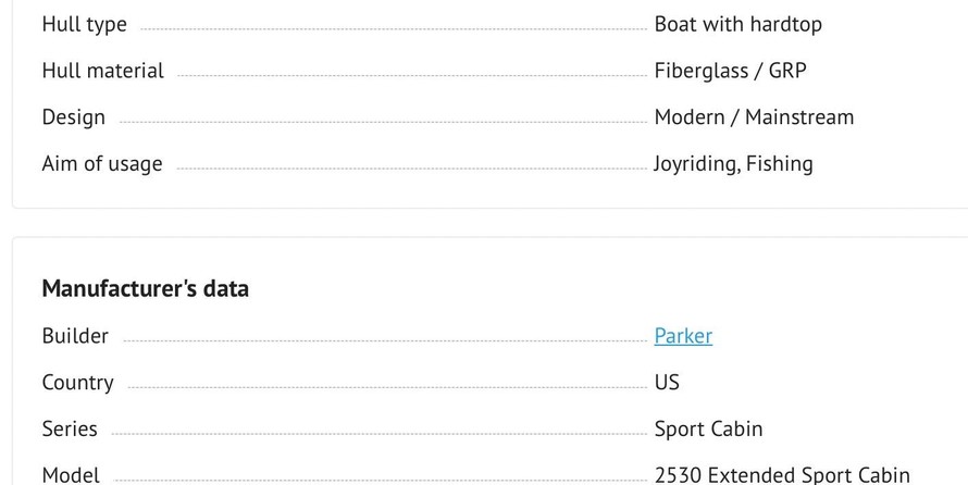 Parker 2530 Extended Sport Cabin